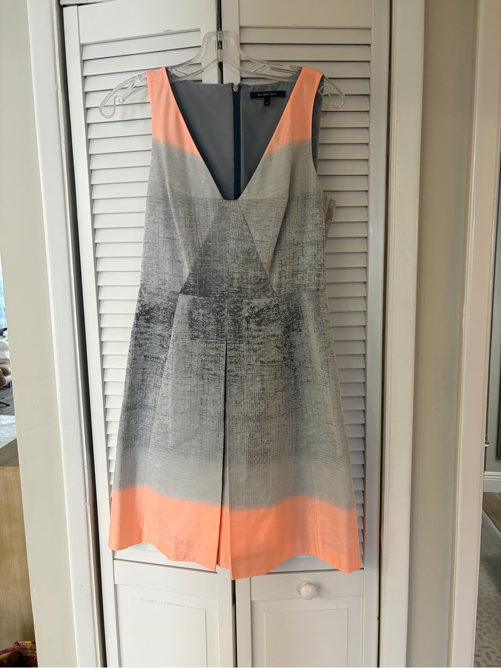 RACHEL Rachel Roy Gray & Coral Mix Media Combo Dress 6